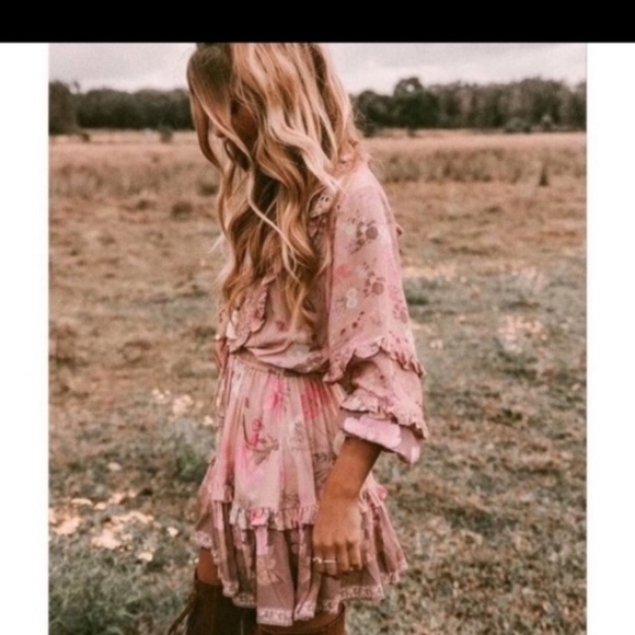 New In SALE!Frilly Pretty In PinkFloral Boho Dress - Picture 4 of 8